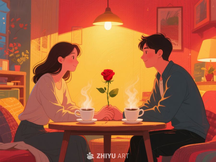 温馨咖啡馆里的浪漫对话 691