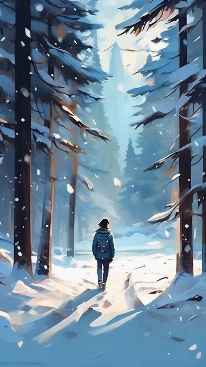 冬季背景图插画雪山雪景 19