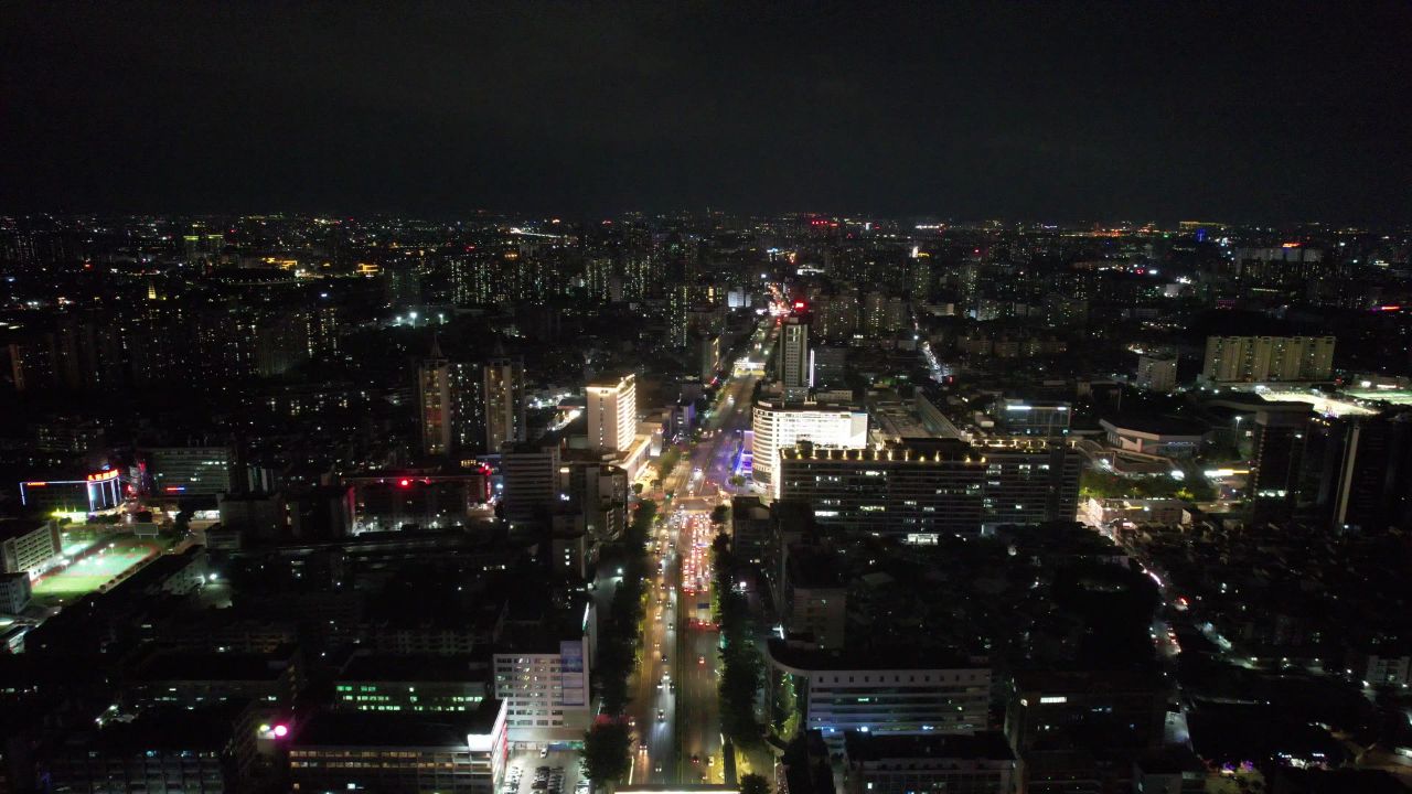广东东莞城市夜景灯光航拍