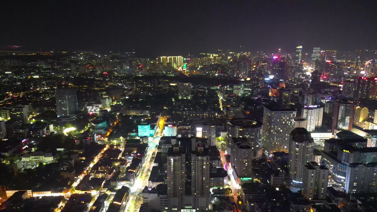  航拍云南昆明城市夜景