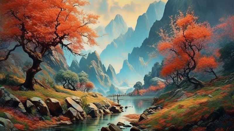 人惊叹的山水画插画 2