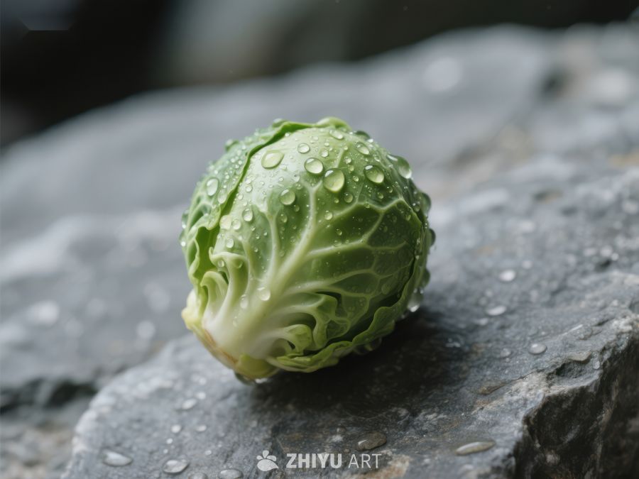 新鲜甘蓝上的水珠 414