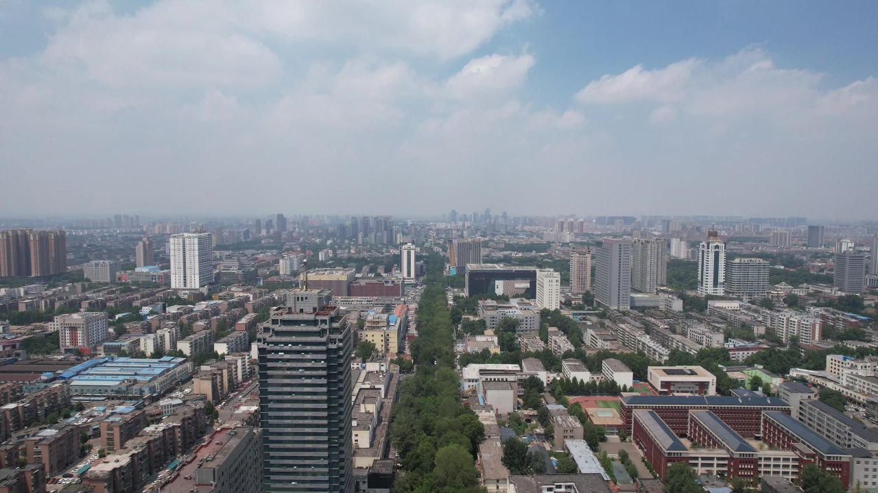 山东淄博城市风光航拍 