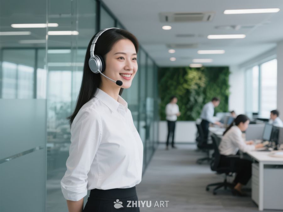 客服人员在办公室微笑工作 216