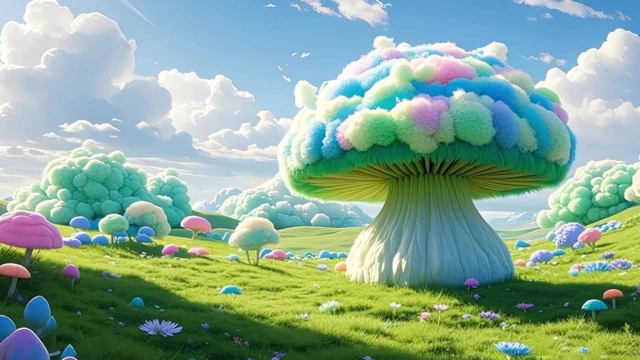 毛绒蘑菇美景