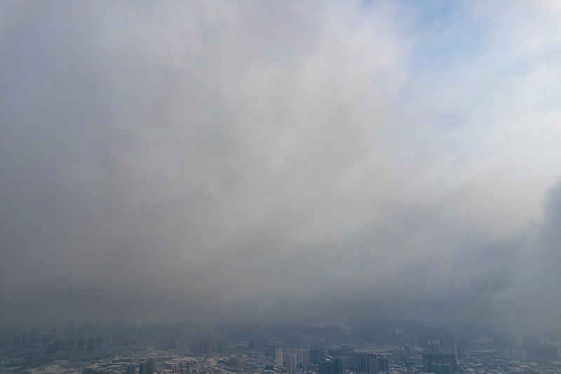 冬天雪景森林城市航拍摄影图