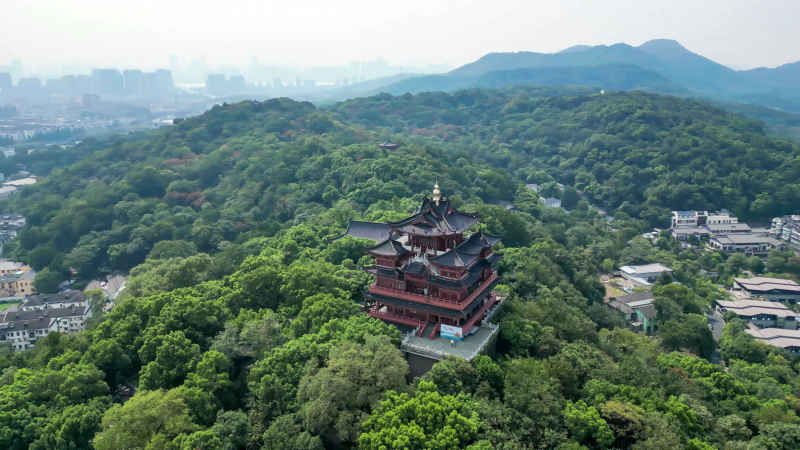 浙江杭州城市风光航拍摄影图 