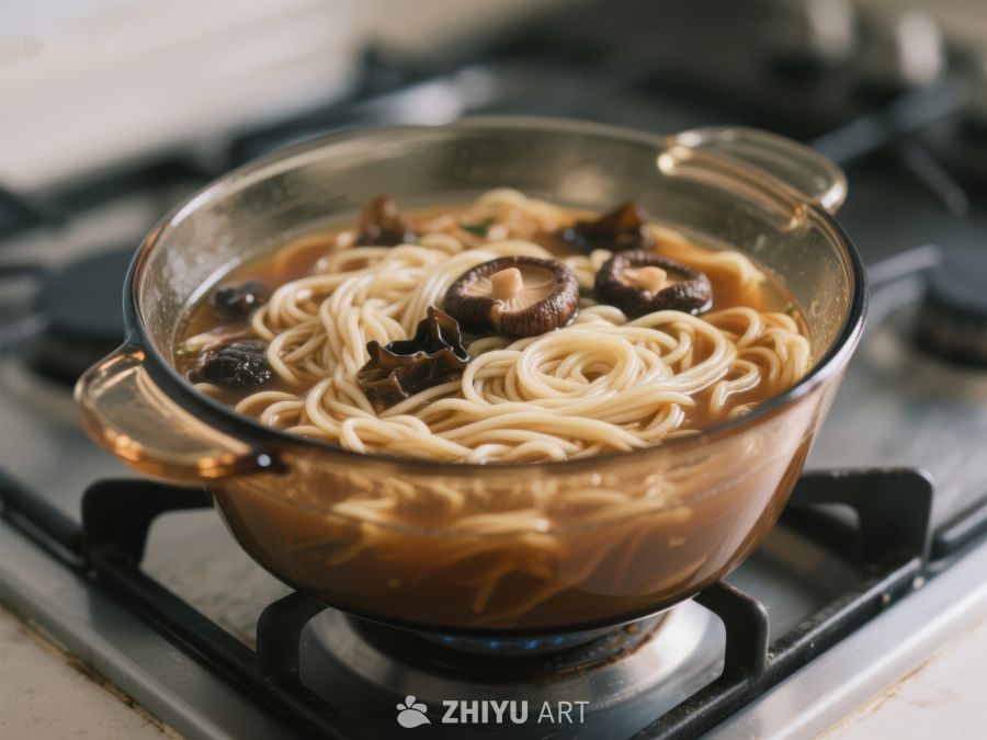 热锅中的香菇面条 470