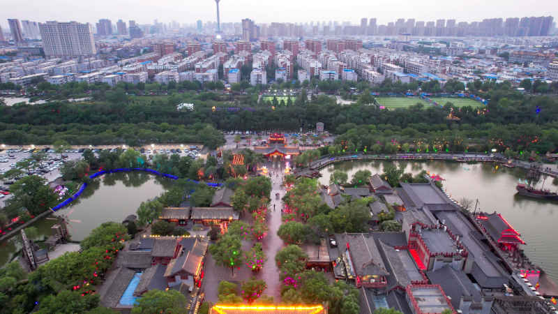 河南开封城市风光旅游景区航拍图 