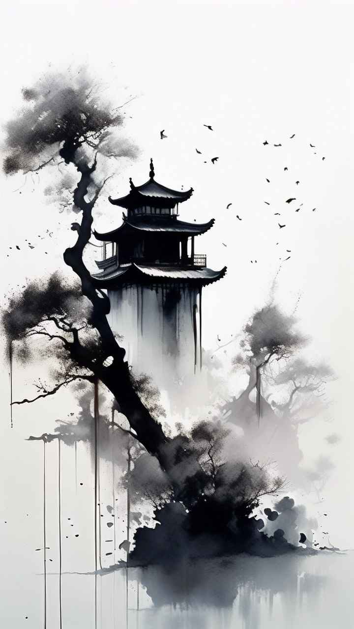 古风山水画唯美背景图 82