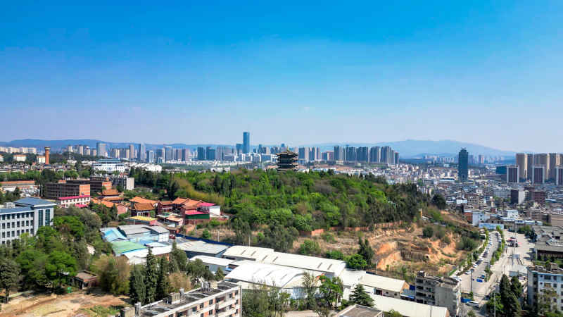 云南昆明城市风光航拍图 
