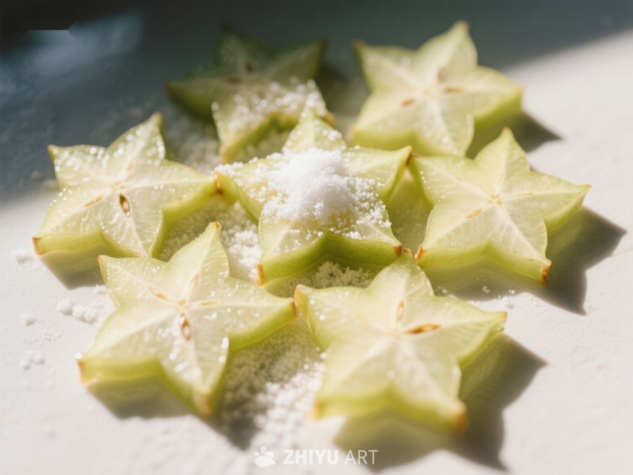 星形水果切片撒糖特写 754