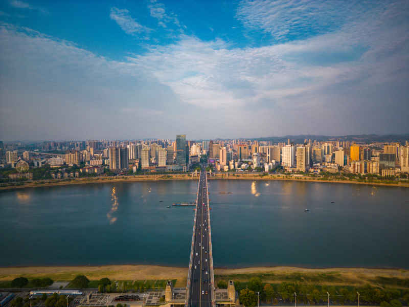 航拍湖南株洲大桥