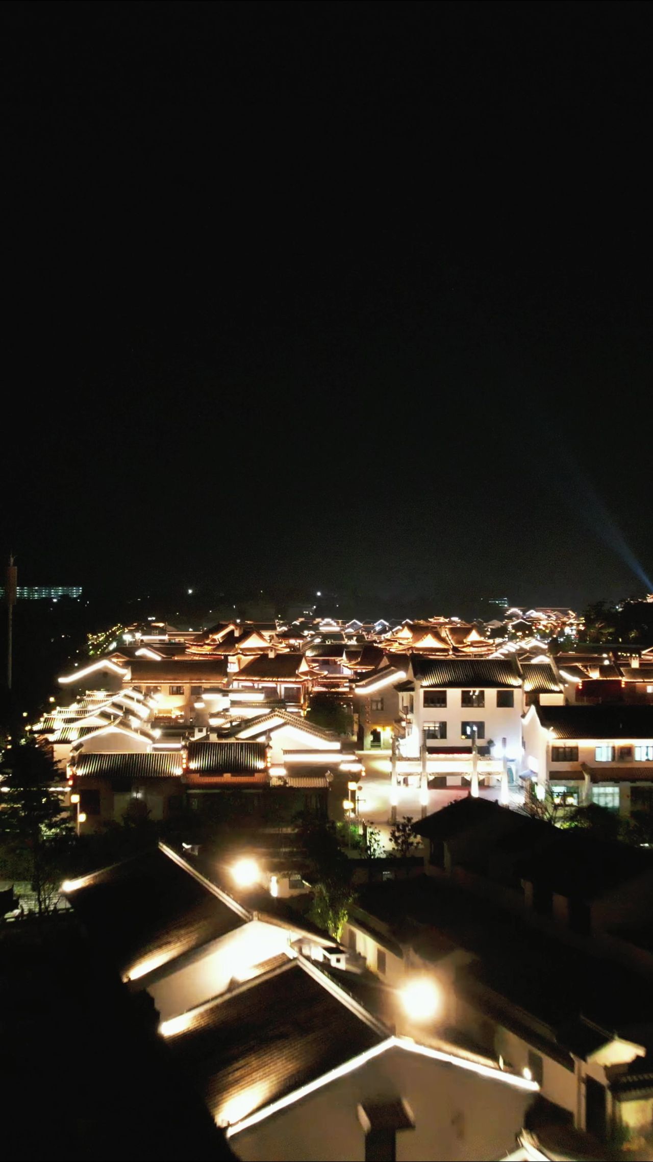 广西太平府太平古城夜景竖屏航拍 