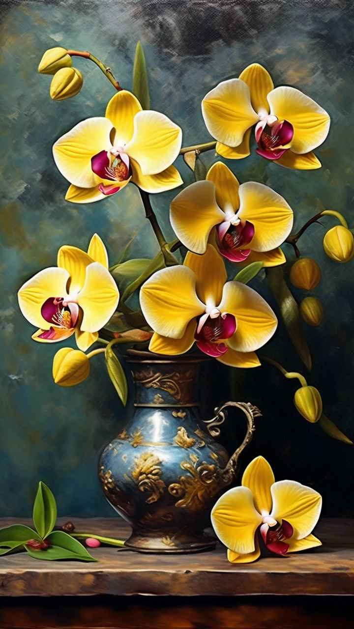 黄色兰花插画 24