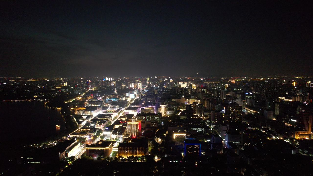 浙江杭州城市风光地标建筑航拍