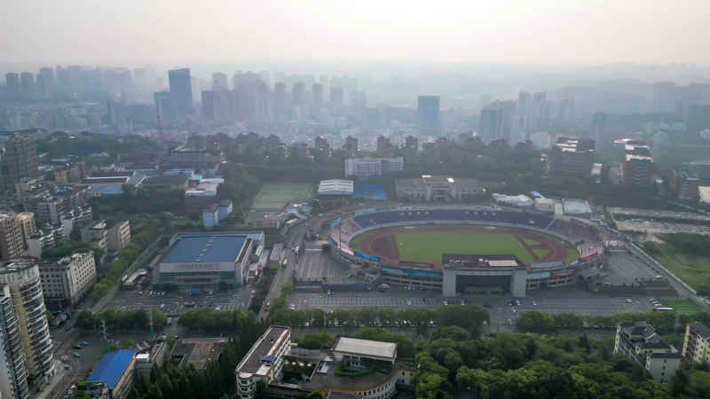 湖北宜昌城市风光航拍图 