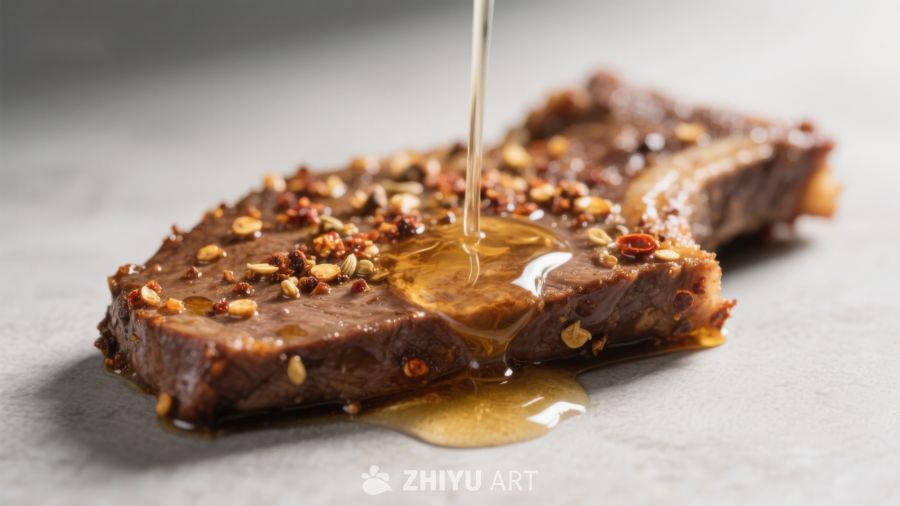 蜂蜜淋洒在坚果巧克力上