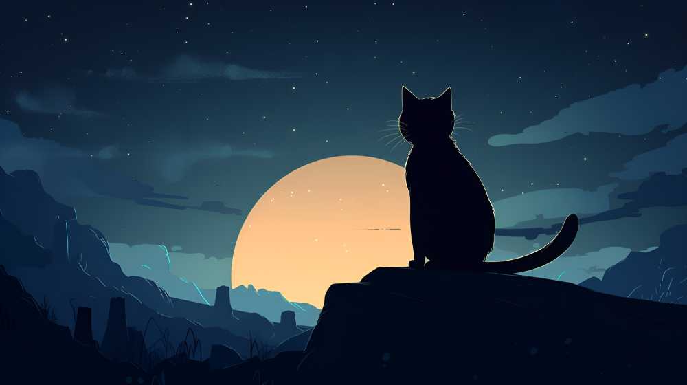 夜色下猫猫插画