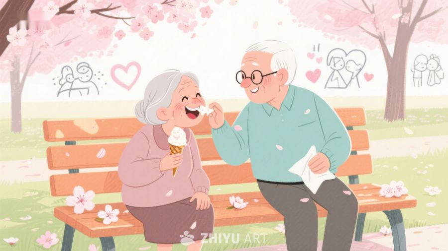 公园长椅上的温馨老年时光 191