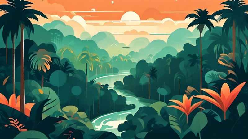 俯瞰热带雨林概念插画 26