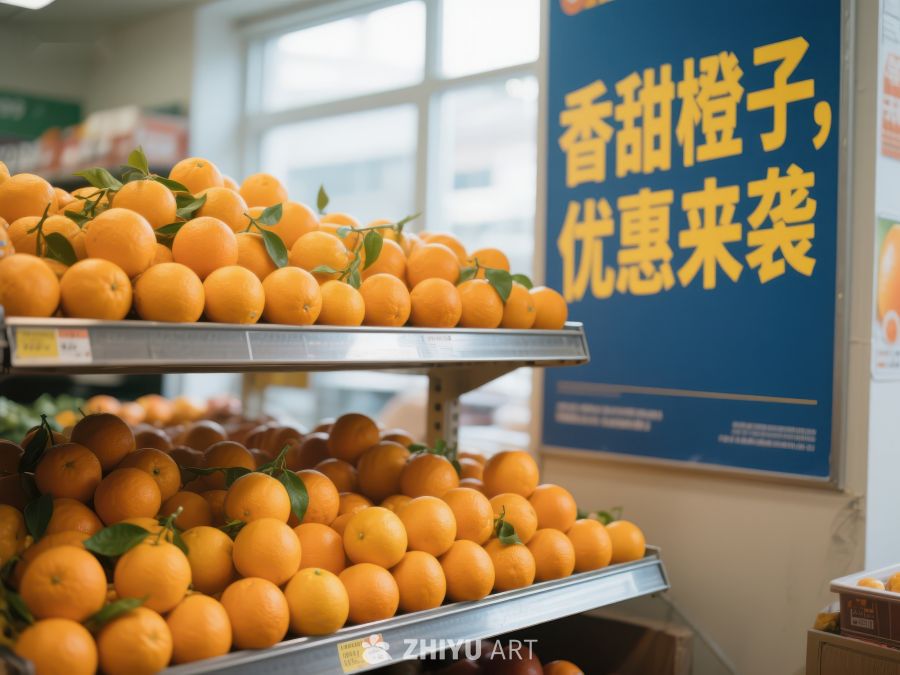 超市货架上的新鲜橙子 93