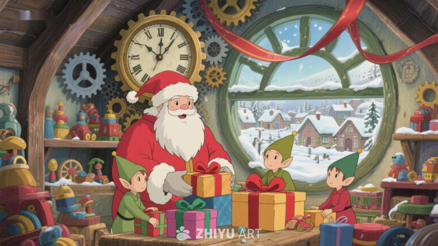 圣诞老人与精灵在玩具工坊 192