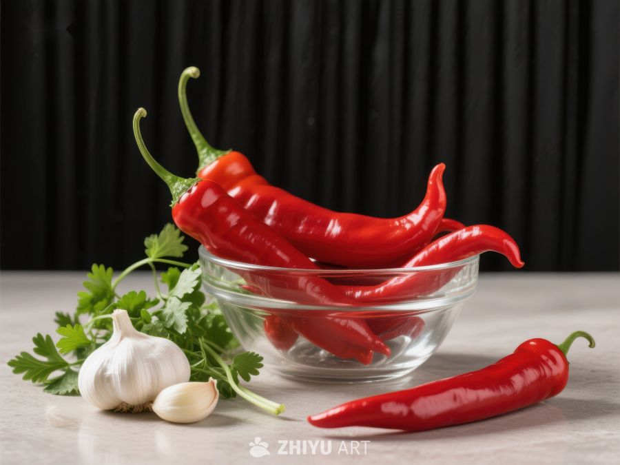 红辣椒与大蒜的静物组合 64
