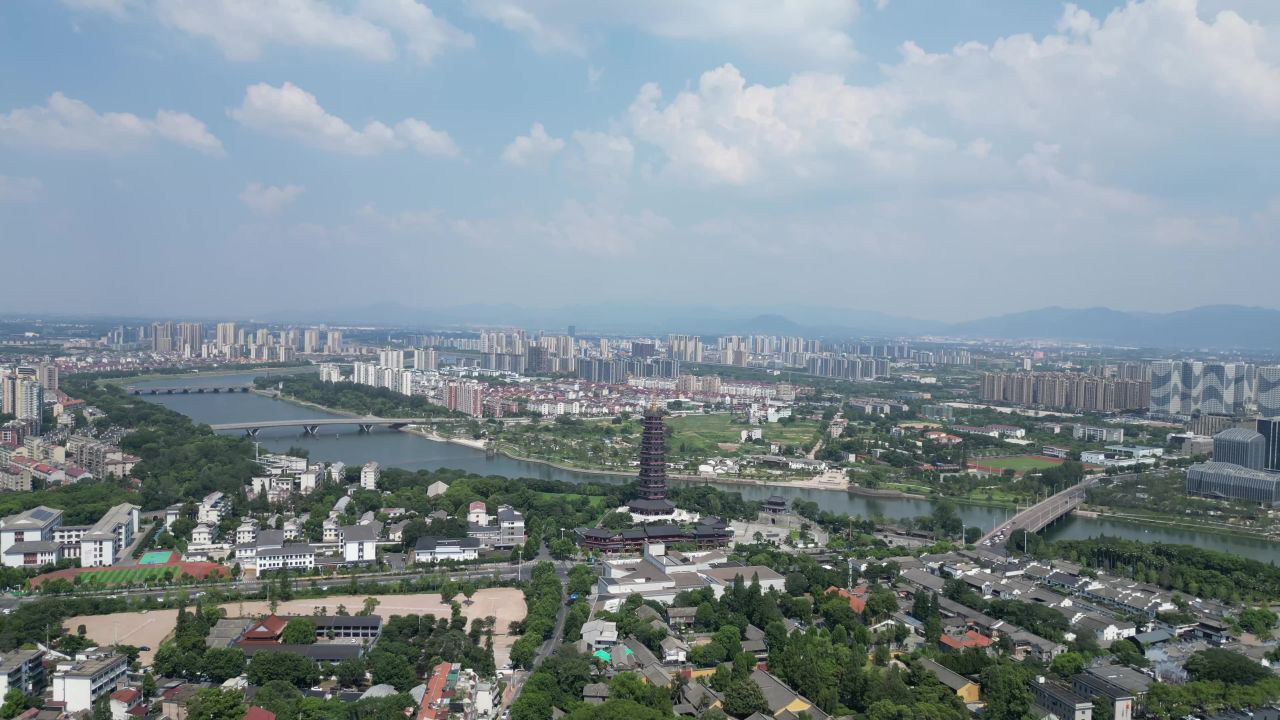 航拍金华五婺州古城景区古子城