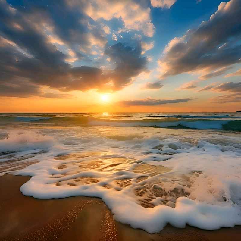 夕阳下的海边