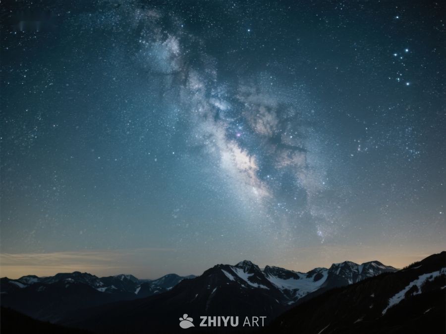 夜空银河与雪山剪影 395