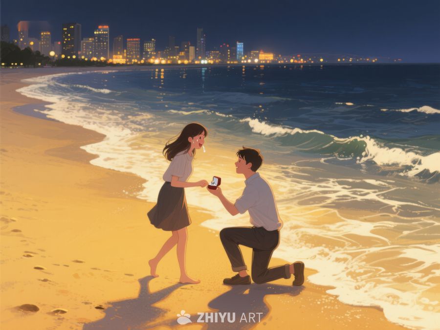 海边夜景下的求婚瞬间 278