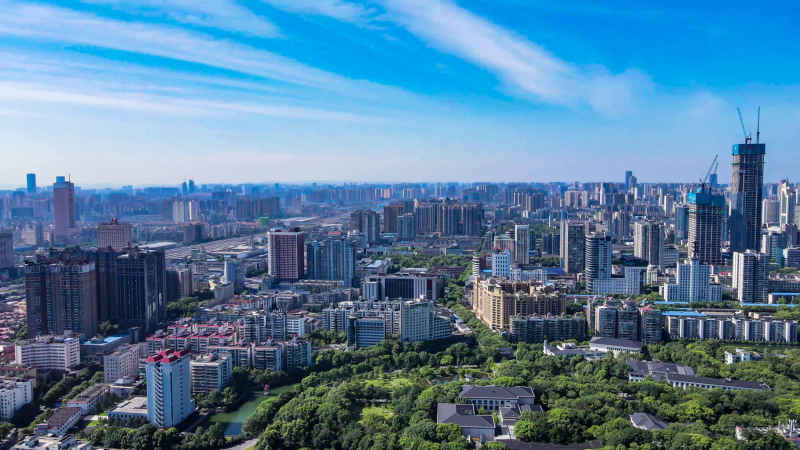 湖南长沙城市风光航拍摄影图 
