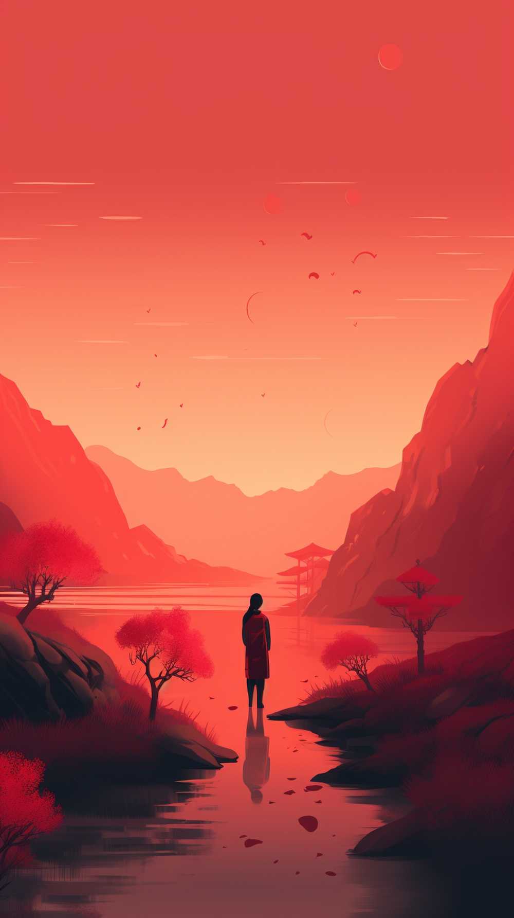 红色唯美背景意境