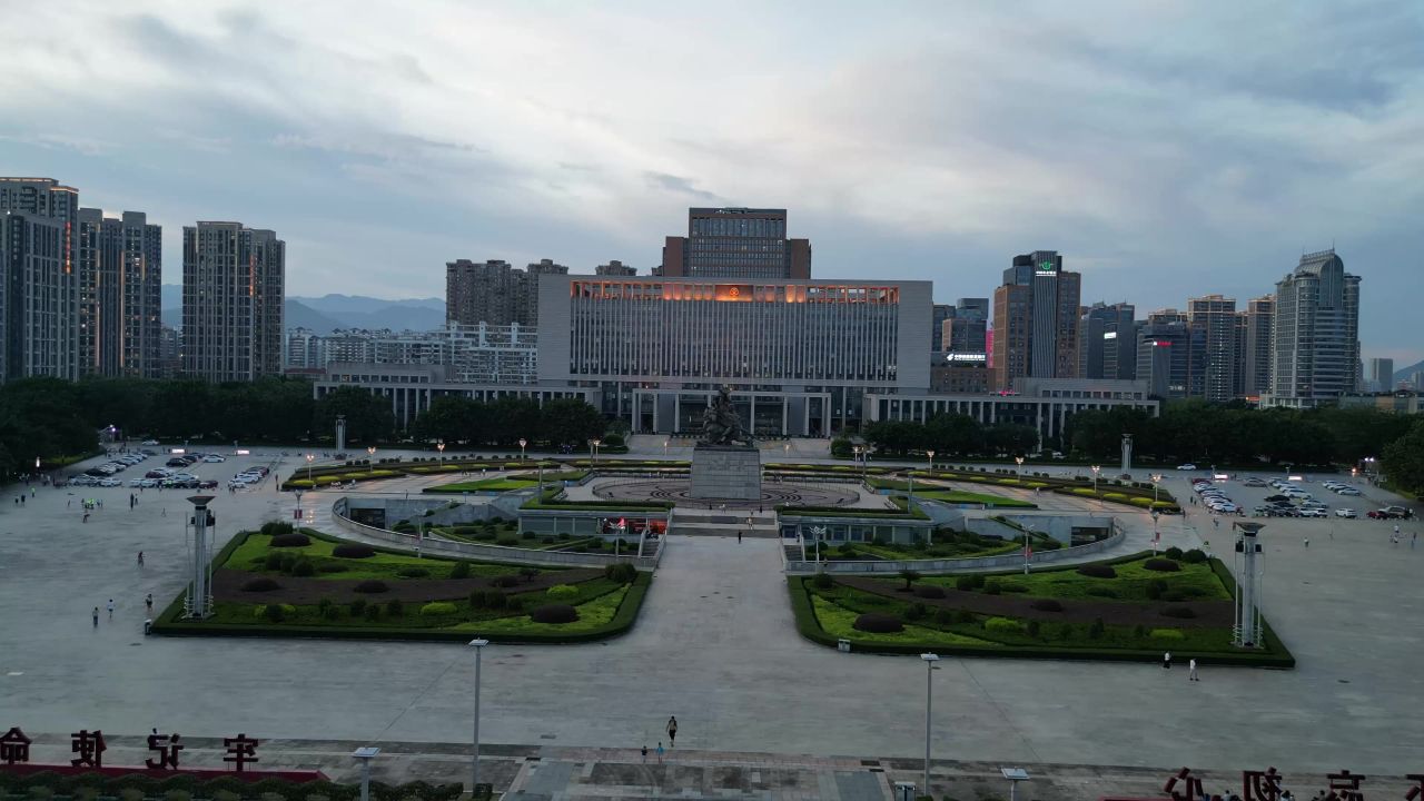 航拍福建龙岩城市建设龙岩风光