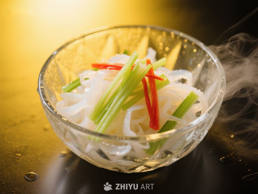 热气腾腾的透明面条配青红椒 1308