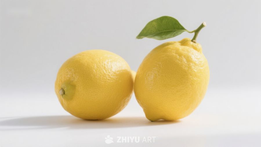 两个新鲜柠檬并排展示