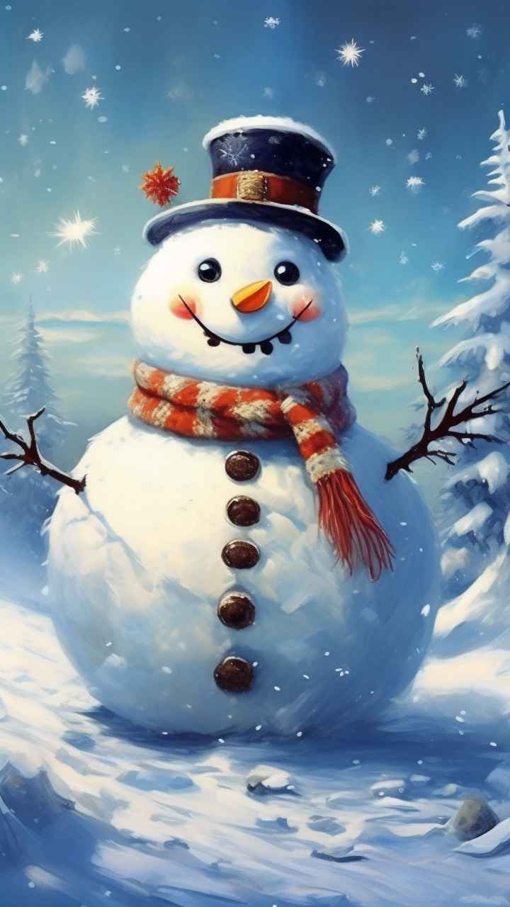 冬季插画雪人堆 18