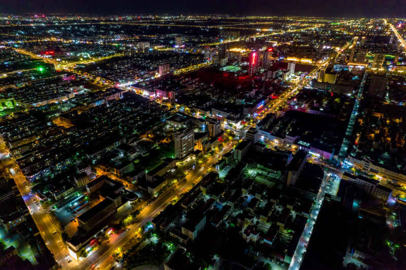 山东东营城市夜景灯光航拍摄影图