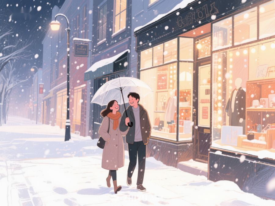 雪夜漫步的恋人 970