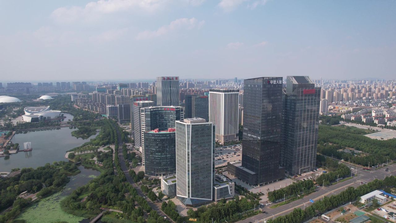山东淄博新城金融中心CBD航拍