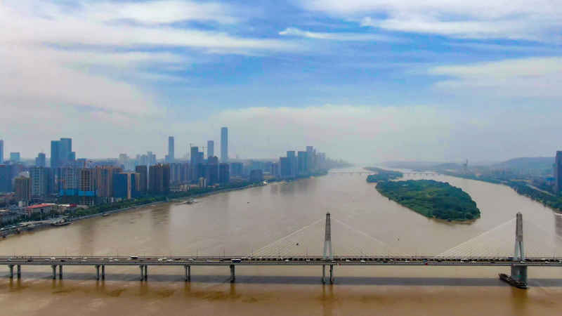 湖南长沙城市风光航拍图 