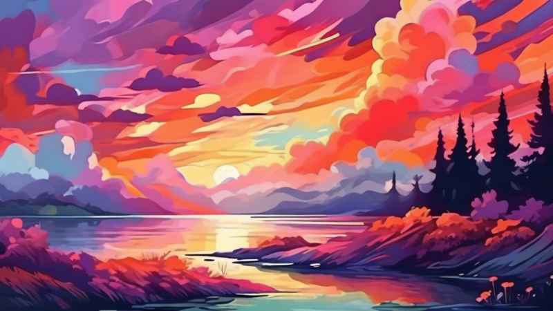 火烧云自然主题插画 14