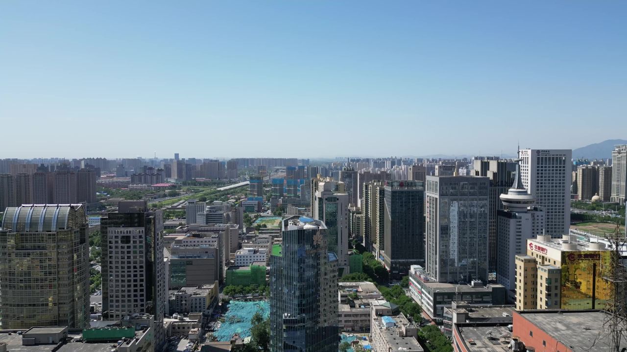  航拍河北石家庄城市建设