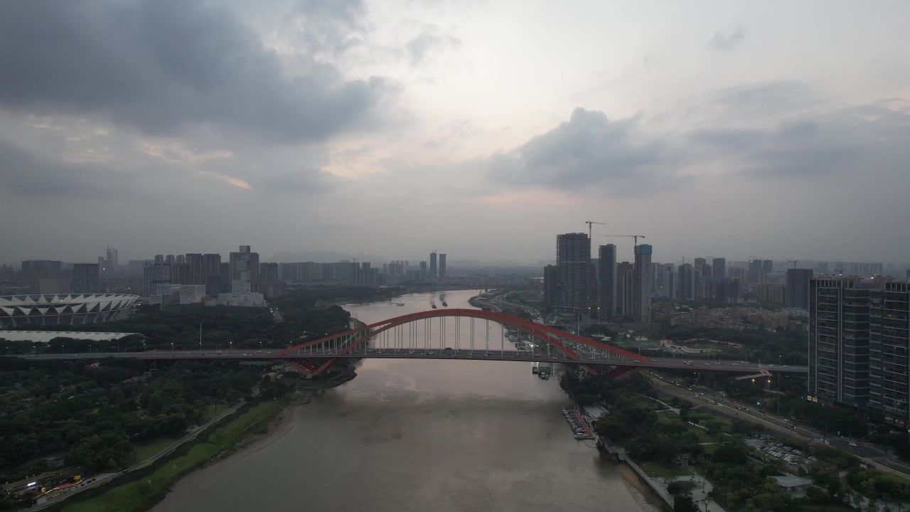  广东佛山东平水路东平大桥航拍