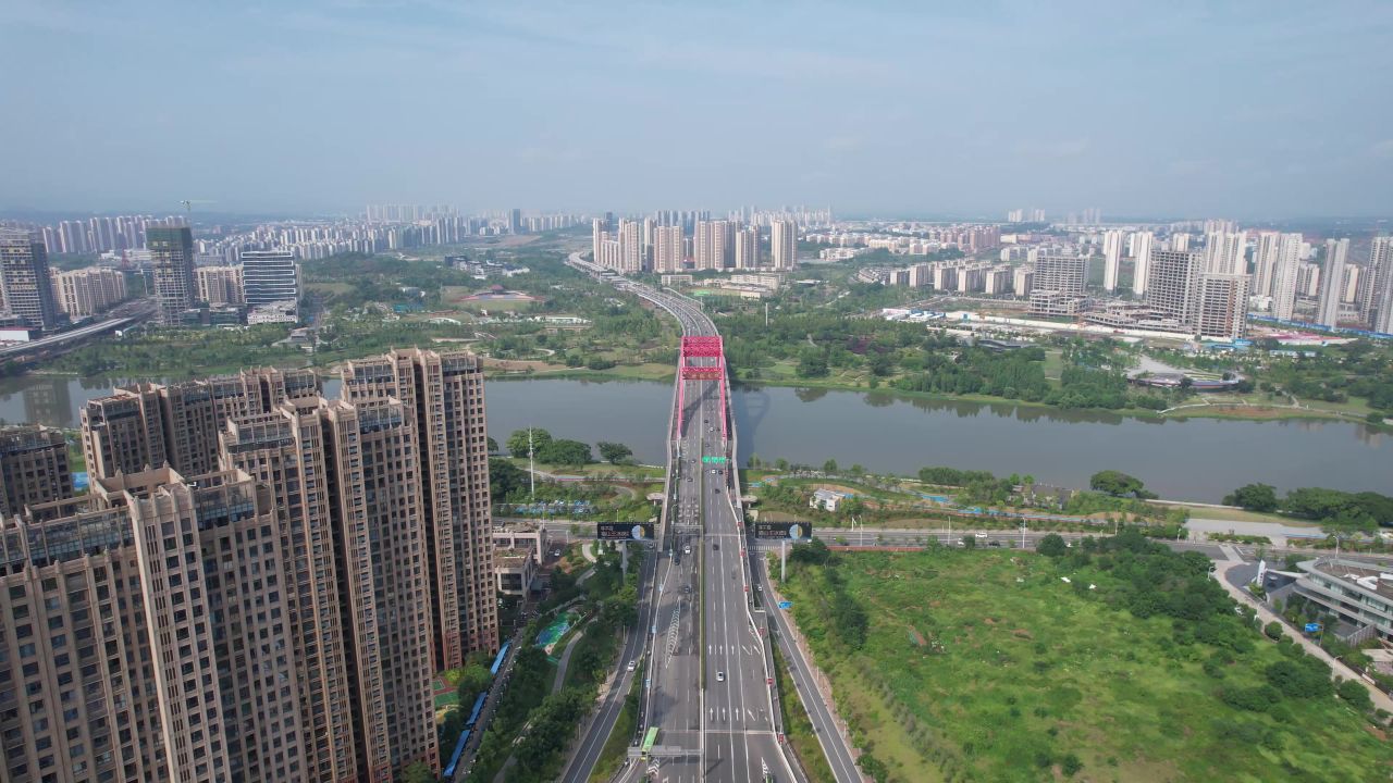 江西赣州新世纪大桥交通航拍