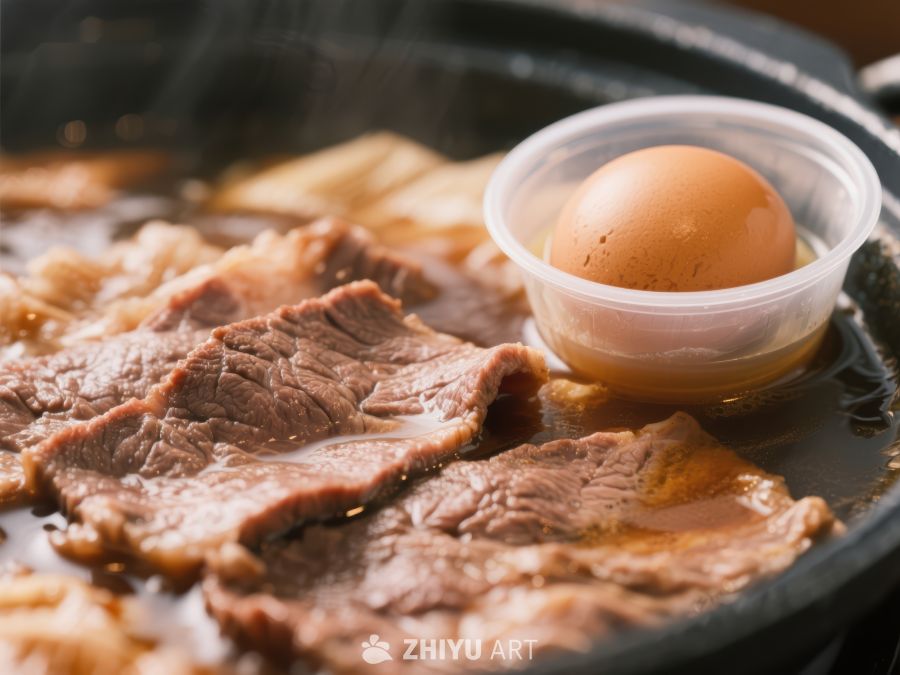 牛肉火锅配鸡蛋，热气腾腾 446