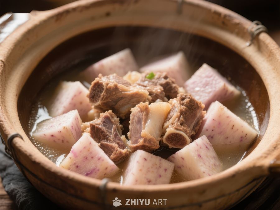 热气腾腾的排骨芋头汤 774