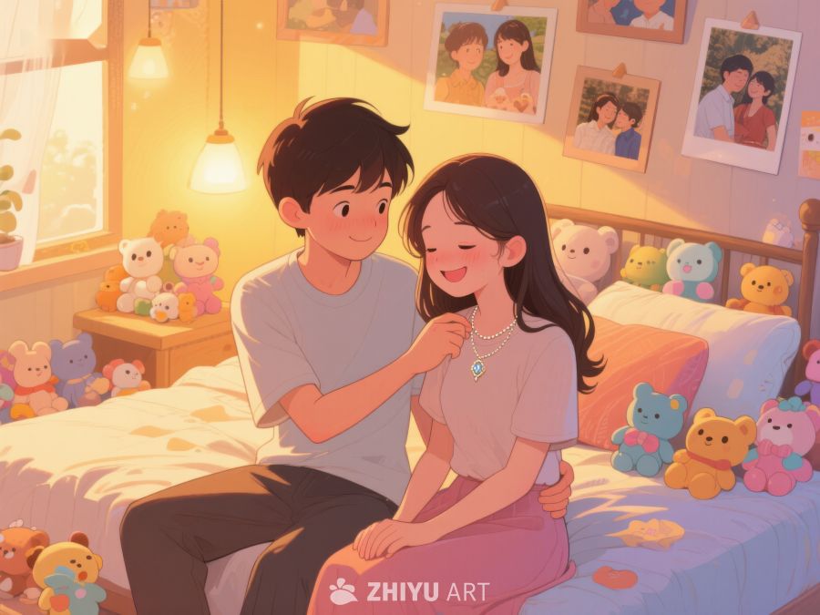 温馨卧室中的甜蜜互动 845