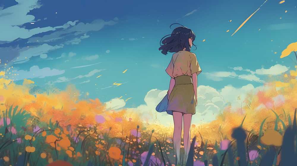 夏季的插画田园自然美景